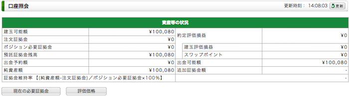 DMM FX 初回取引後の口座照会 DMM FX 初回取引後の口座照会