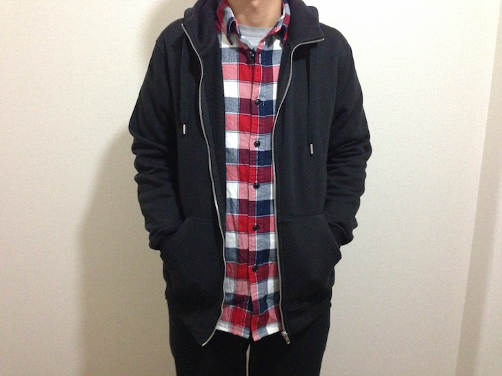 ユニクロのフランネルシャツ（着こなし重ね着）