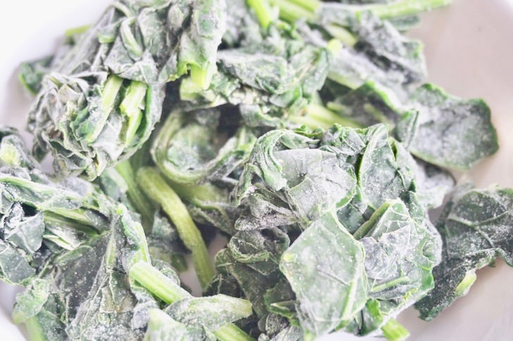コストコの冷凍ほうれん草(中身のアップ)