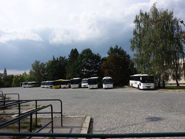 チェスキークルムロフからプラハに行くバス乗り場