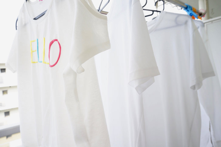 コストコのオキシクリーン(洗濯が終わった白いTシャツ)