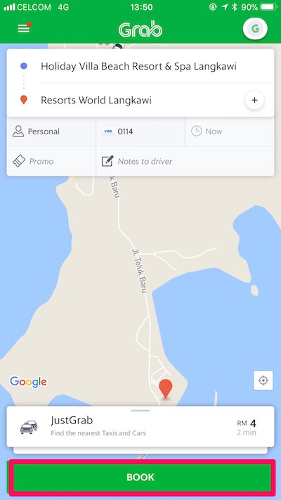 Grabのアプリ画面