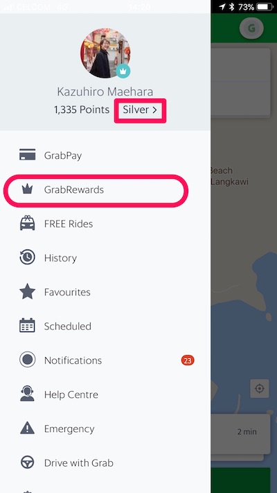Grabのリワード画面