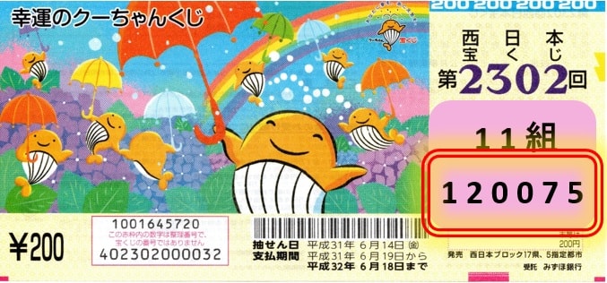 19年の幸運のクーちゃんくじの発売日 当選番号と見方をわかりやすく解説 19年6月14日抽選 ノマド的節約術