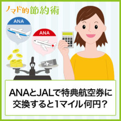 1マイルの価値はいくら？ANAとJALで特典航空券に交換して1マイル何円か計算してみた