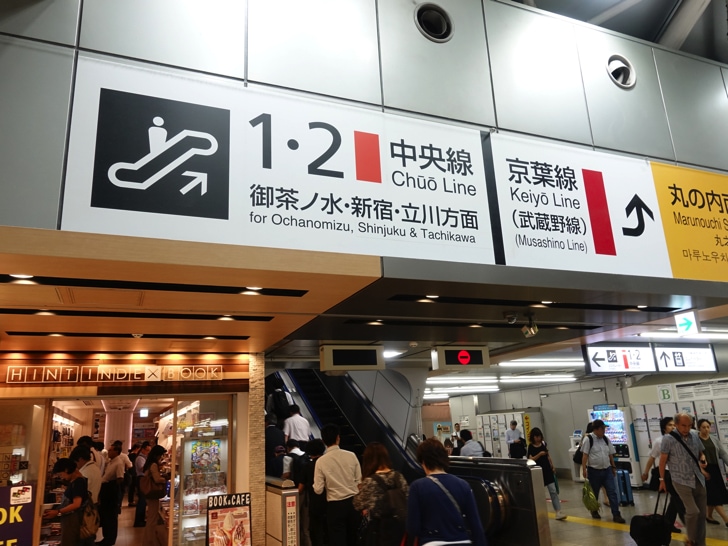 東京駅の中央線の案内