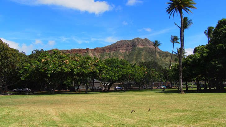 ハワイ・オアフ島にあるカピオラニ公園(公園から見えるダイヤモンドヘッド)