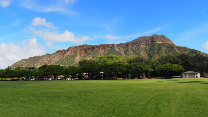 ハワイ・オアフ島にあるカピオラニ公園(公園から見えるダイヤモンドヘッド)