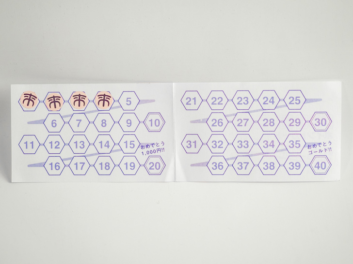 来来亭 ポイントカード ポイント付与欄