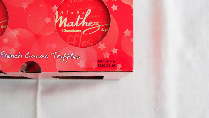 コストコのマセズ フレンチ プレーン トリュフ(賞味期限の表示)