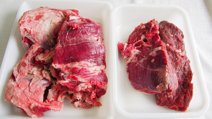 コストコのUSプライムビーフ肩ロースカタマリ(お肉の切り分け方・切った後の状態)