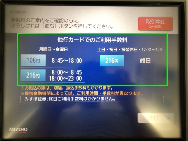 【楽天銀行:小銭】手数料