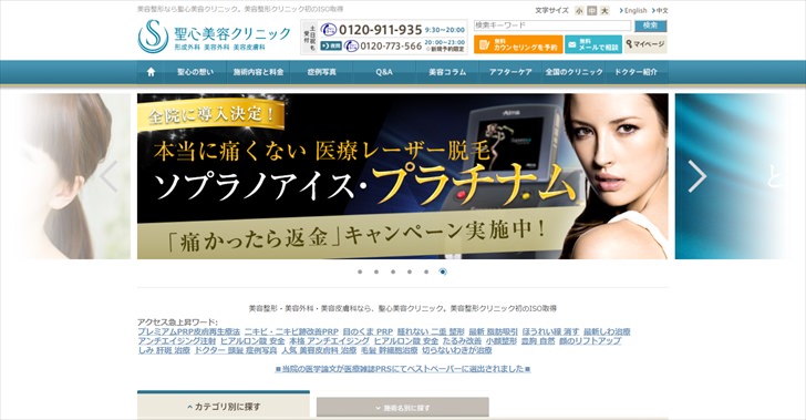 聖心美容クリニック公式サイトのスクリーンショット