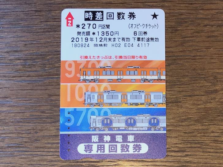 阪神電車の時差回数券