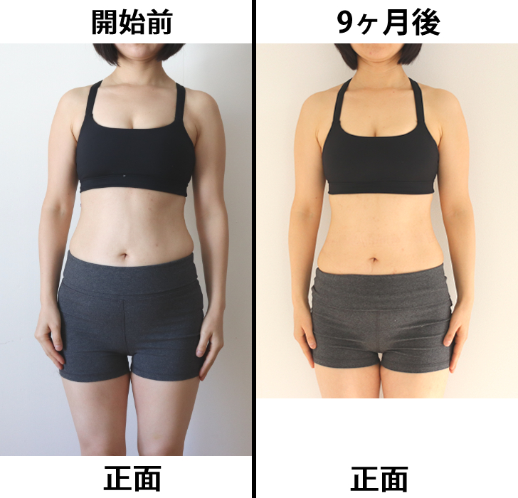 カーブスでの体型記録　正面　9ヶ月後