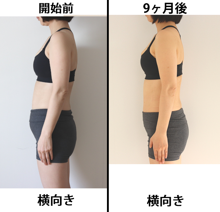 カーブスでの体型記録　横向き　9ヶ月後