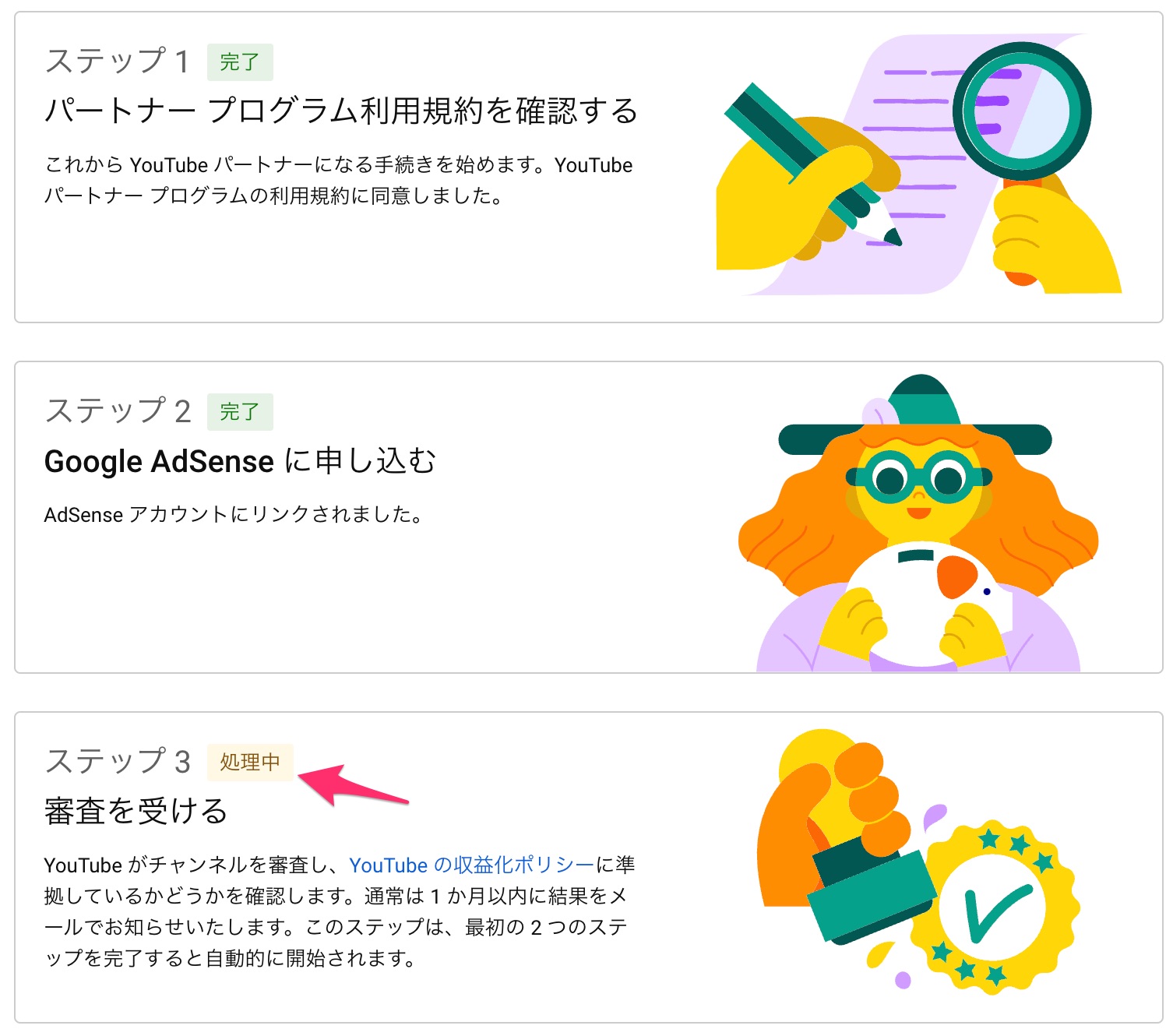 YouTubeパートナープログラムの申し込み手順