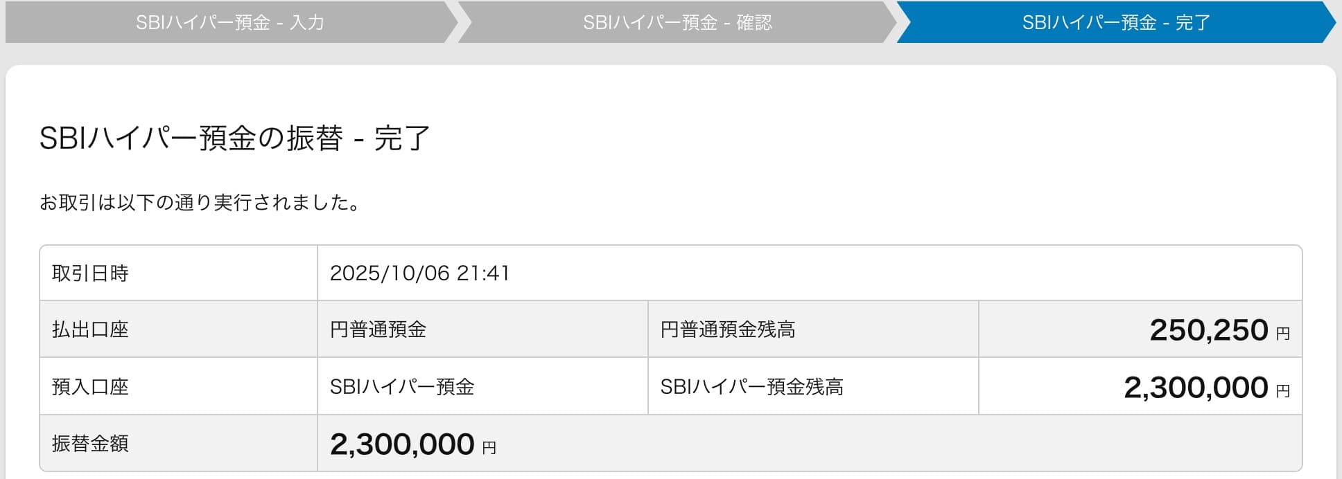 SBI新生銀行 SBIハイブリッド預金への振り替え方法